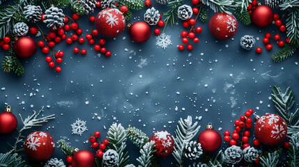 Obraz na płótnie Canvas Christmas blue background with snow with copy space text.