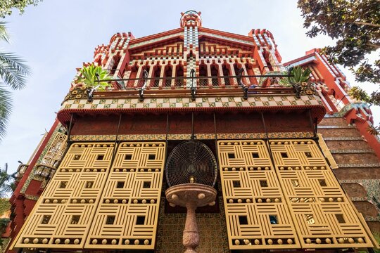 Casa Vicens, a colorful Spanish building located in Barcelona, Catalunya, Spain