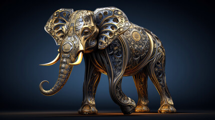 Filigree Metal Elephant Statue