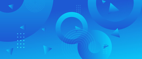 Blue vector gradient abstract banner with shapes elements. For background presentation, background, wallpaper, banner, brochure, web layout, and cover