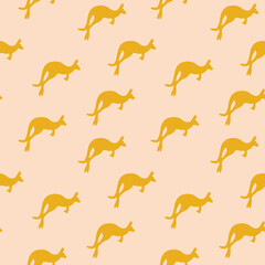 Seamless pattern with Kangaroo silhouette on color background. Vector illustration for card design, poster, fabric, textile. Pray for Australia and animals