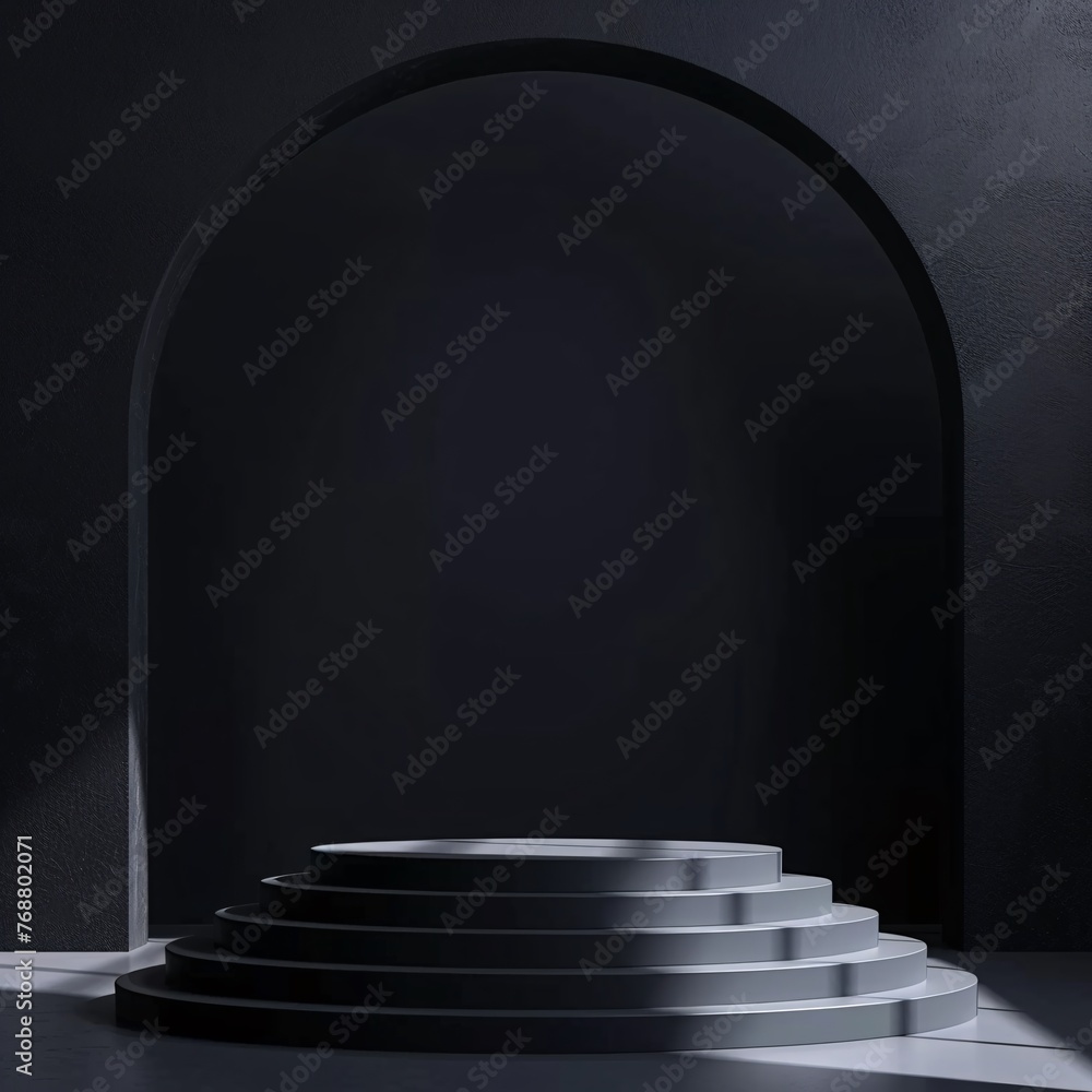Poster modern black minimalist podium. podium stage background . 3d rendering . ai generative