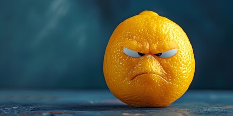 Angry and sour lemon criticizing being squeezed griping about its unfortunate fate as a kitchen ingredient - obrazy, fototapety, plakaty