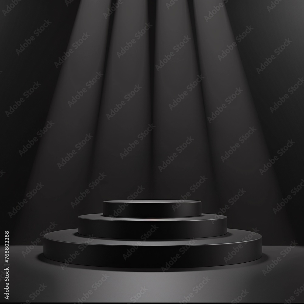 Poster modern black minimalist podium. podium stage background . 3d rendering . ai generative