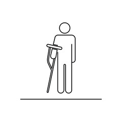 Standing human figure with crutch icon. Public information symbol modern, simple, vector, icon for website design, mobile app, ui. Vector Illustration