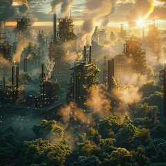 Environmental sustainability goals align with hazardous air pollutants reduction ,professional color grading, super realistic - obrazy, fototapety, plakaty