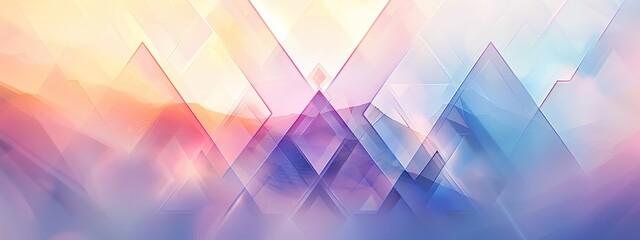 Experiment with geometric shapes and pastel colors to prism-like effect in the split background. - obrazy, fototapety, plakaty