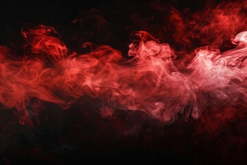Fiery Red Haze Abstract Smoke Border Isolated on Black, Mysterious Fog Effect Illustration
