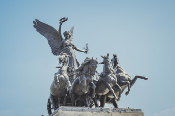 The statue of  Boudicca with horses and carriage