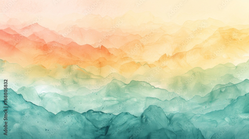 Poster pastel gradient background layered with subtle watercolor textures, transitioning smoothly from pale yellow to mint green, adding depth and interest.