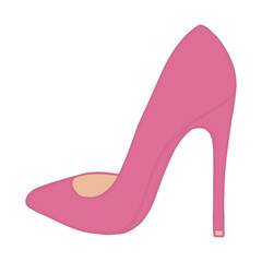 Pink High Heel, Female high heel shoes drawing Illustration on white