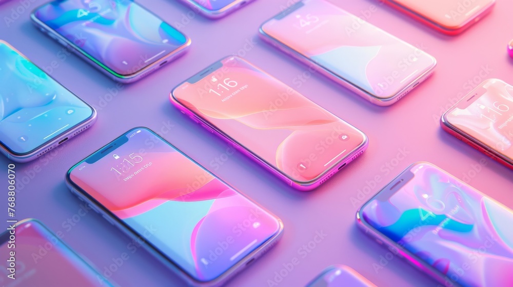 Aufkleber pastel gradient background suitable for mobile apps, ensuring optimal visual appeal on smaller scree
