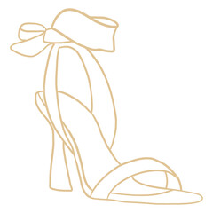 Classy High Heel Outline Drawing, Female high heel shoes drawing Illustration on white
