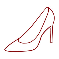 Red High Heel Drawing, Female high heel shoes drawing Illustration on white