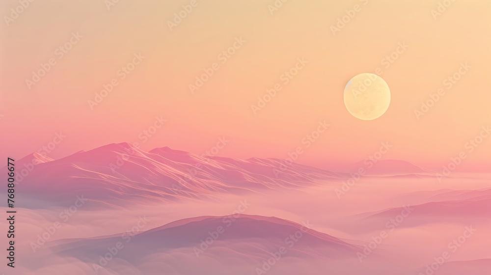 Poster serene pastel gradient background with a linear transition from soft pink to pale yellow, evoking a 