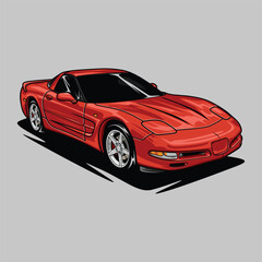 Corvette C5, Perspective view car vector illustration for conceptual design
