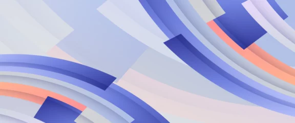 Fototapeten Blue peach and white abstract banner with shapes. For business banner, formal backdrop, prestigious voucher, luxe invite, wallpaper and background © Roisa