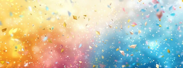 split background using pastel hues of lemon yellow and sky blue, punctuated by scattered diamond-shaped light shapes.