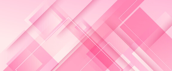 Pink and white vector abstract banner with simple geometric shapes. For cover design, book design, poster, cd cover, flyer, website backgrounds or advertising
