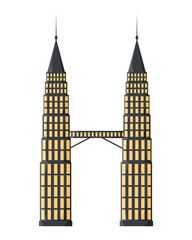 Obraz premium Two towers icon on a white. Vector isolated element. Simple flat art. Icon. City. Building.