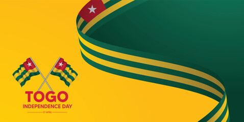 Togo flag ribbon for Togo Independence Day 27 April vector poster