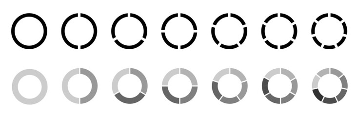 Pie charts diagrams. Set of circles. Infographic element round shape. Vector illustration.