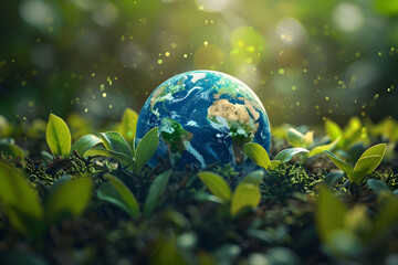 Obraz na płótnie Canvas World environment and earth day concept with globe. Suitable for environmental campaigns and global awareness events.