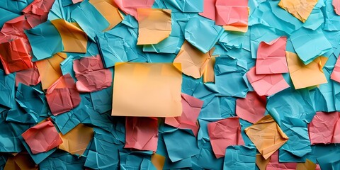 Colorful Crumpled Sticky Note Reminder Combating Forgetfulness with Copy Space - obrazy, fototapety, plakaty