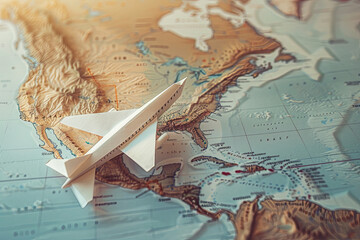 A paper plane on a map