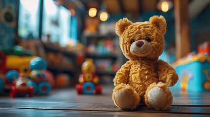 Fluffy stuffed animal in a toys shop, Teddy bear in a toy shop, AI generated - Powered by Adobe
