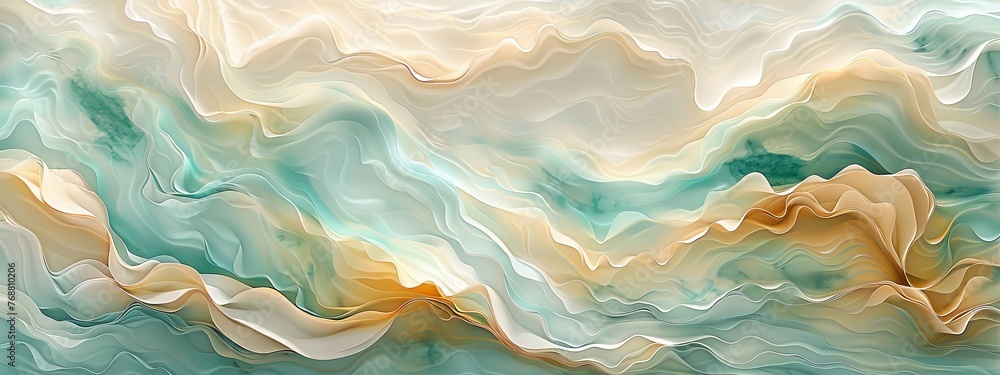 Poster incorporate fluidity and movement into the split background with a wave-like pattern inspired by oce