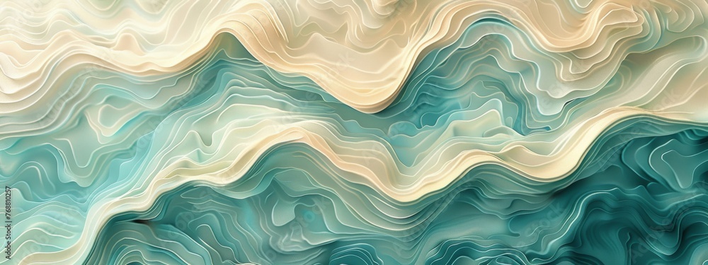Poster incorporate fluidity and movement into the split background with a wave-like pattern inspired by oce