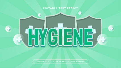 Fototapeta na wymiar Green and white hygiene 3d editable text effect - font style