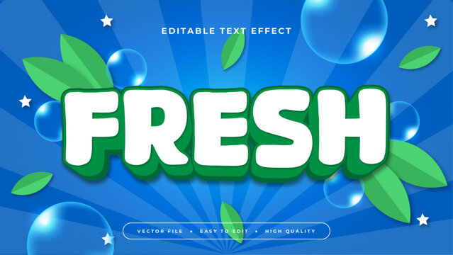 Green white and blue fresh 3d editable text effect - font style