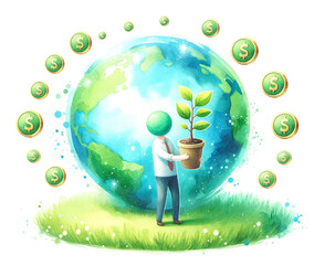 Businessman Plant Tree Save The Planet Investing  for Green Earth Concept - 768811283
