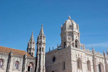 exterior architecture of The Jerónimos Monastery in Lisbon - 768811409