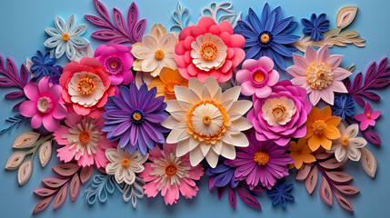 Fototapeta na wymiar Floral pattern paper composition