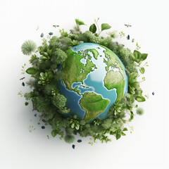 World earth day concept illustration of green planet earth on white background earth day poster - obrazy, fototapety, plakaty