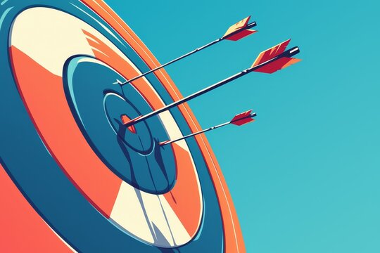 A colorful target with three arrows in the center, symbolizing precision and success in goal setting. 