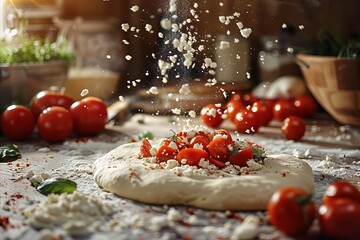 side view pizza dough