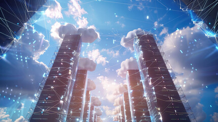Conceptual Image of Cloud Computing and Large Data Storage
