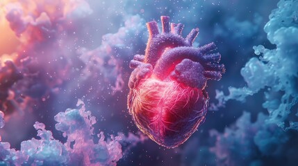 Animated inflammation around a heart being soothed by cooling ice effects, reducing risk