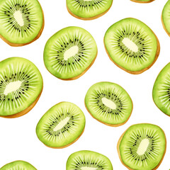 watercolor of seamless pattern kiwi with transparent background
