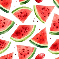 watercolor of seamless pattern with watermelon