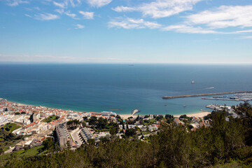 sea view of blue coastline at Sesimbra, Portugal  - 768814680