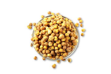 Crunchy Roasted chickpea also known in india as black roasted gram,chana,masala chana,Bengal Grams,kabuli chana or kala chana in cutout transparent background,png format    