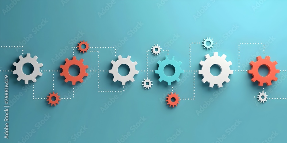 Poster an abstract conceptual design featuring interconnected gears and cogs symbolizing the continuous fee