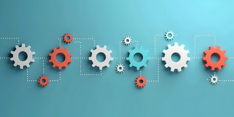 Obraz premium an abstract conceptual design featuring interconnected gears and cogs symbolizing the continuous feedback loop and refinement process