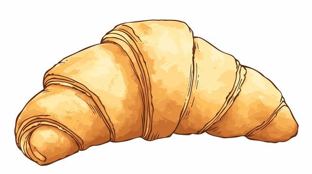 Drawing of croissant dessert on a white background.
