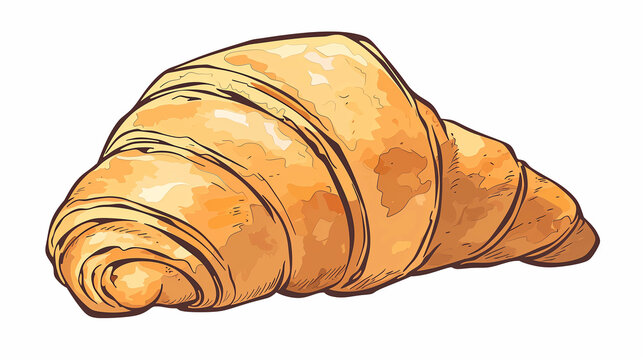 Drawing of croissant dessert on a white background.